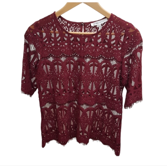 🎈BCBGeneration Burgundy Lace Top - Picture 2 of 5